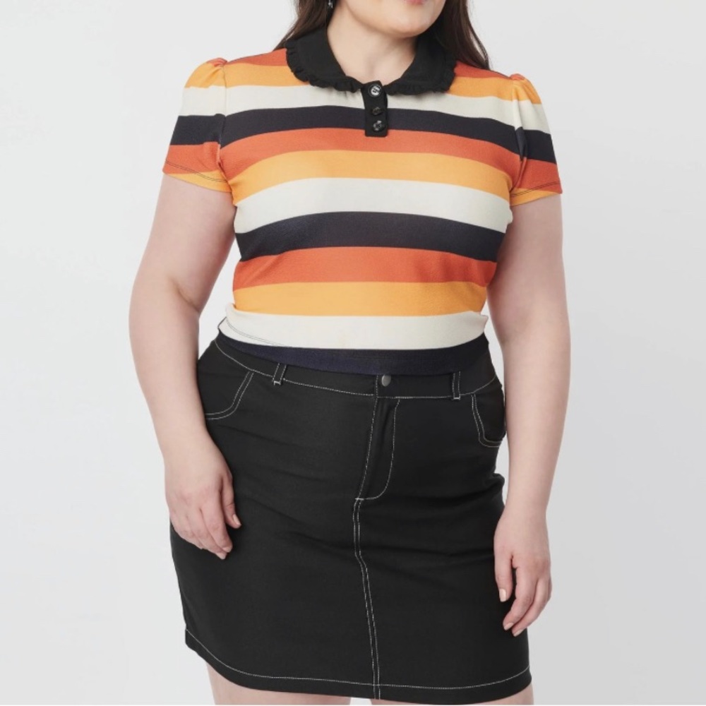Unique Vintage Plus Size Candy Corn Crop Top